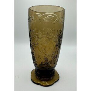 Princess House Fantasia Mocha 20 oz. Footed Glass Tumbler Discontinued Rare